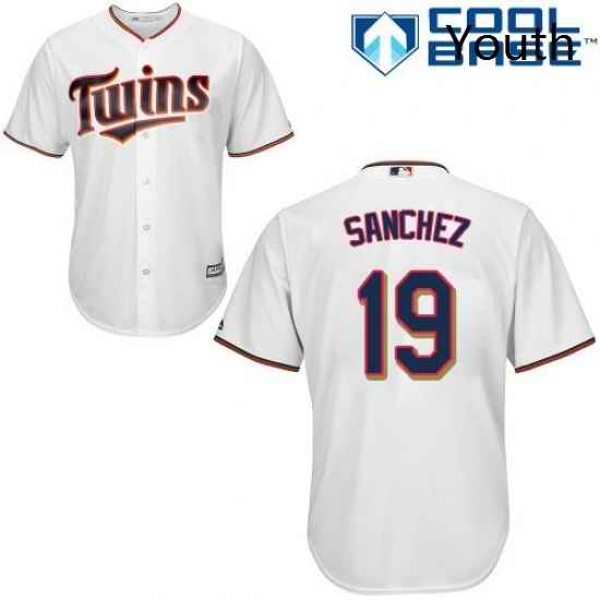 Youth Majestic Minnesota Twins 19 Anibal Sanchez Authentic White Home Cool Base MLB Jersey